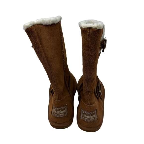 Skechers Womens Suede Mid-Calf Boots Size 7 Faux Fur Lining & Buckle Accents - Picture 4 of 8